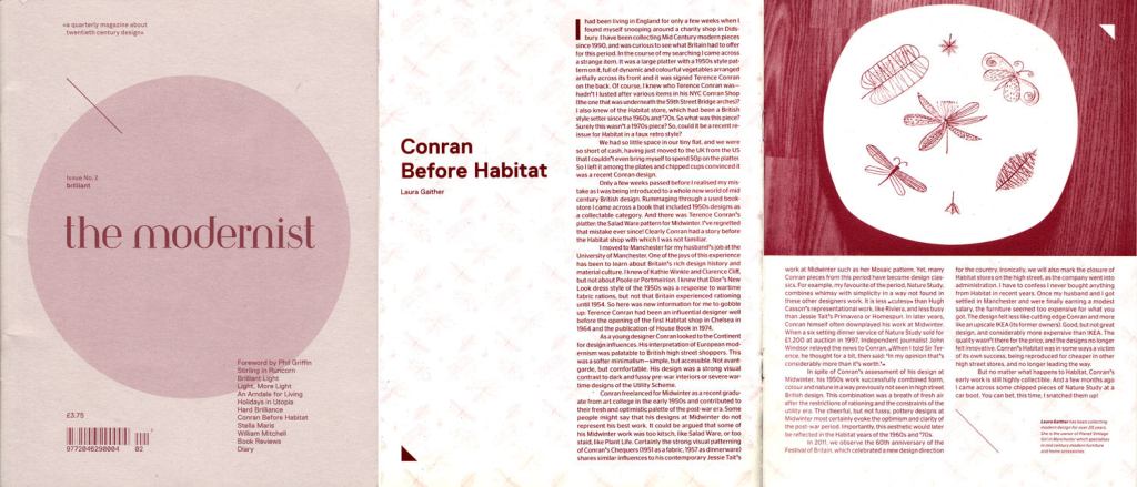 Article for "The Modernist" by PVG founder Laura Gaither about designer Terence Conran 